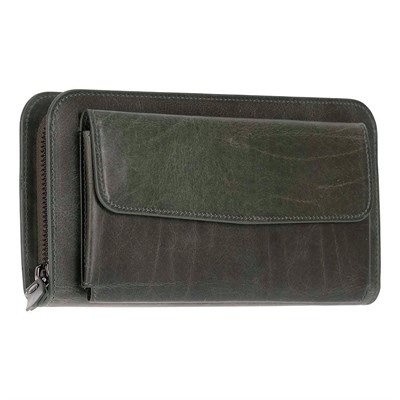 Bloominbag Faron Forest Green Telefon Bölmeli Hakiki Deri Unisex Clutch Çanta
