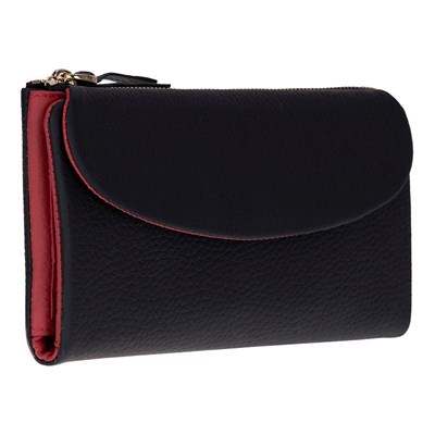 Bloominbag Élia Double Band Noir Black-red Large Deri Kadın Cüzdan & Clutch