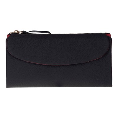 Bloominbag Élia Double Band Noir Black-red Large Deri Kadın Cüzdan & Clutch