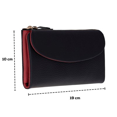 Bloominbag Élia Double Band Noir Black-red Large Deri Kadın Cüzdan & Clutch