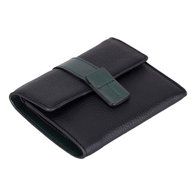 Bloominbag Liora Colorband Deri Kadın Cüzdan – Siyah & Zümrüt Yeşili