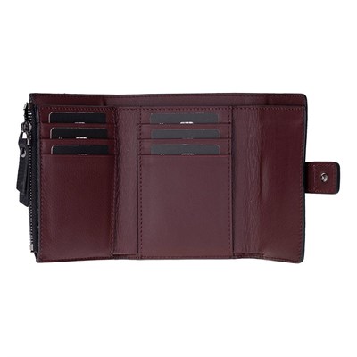 Bloominbag Liora Colorband Deri Kadın Cüzdan – Siyah & Bordeaux