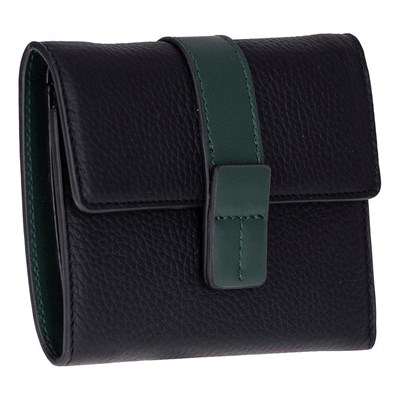 Bloominbag Liora Colorband Deri Kadın Cüzdan – Siyah & Zümrüt Yeşili