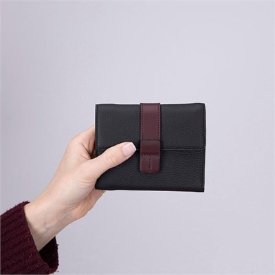 Bloominbag Liora Colorband Deri Kadın Cüzdan – Siyah & Bordeaux