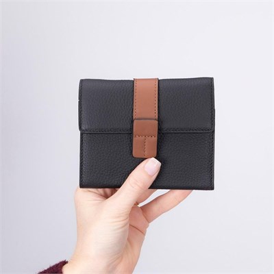 Bloominbag Liora Colorband Deri Kadın Cüzdan – Siyah & Karamel