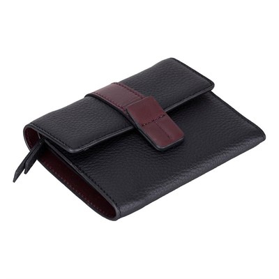 Bloominbag Liora Colorband Deri Kadın Cüzdan – Siyah & Bordeaux