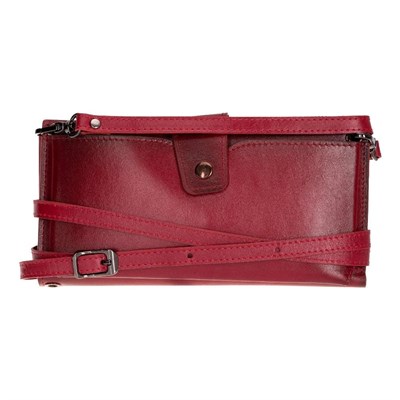 Bloominbag Lozan Strap Crimson Red Gerçek Deri Omuz Askılı Telefon Bölmeli Cüzdan Çanta