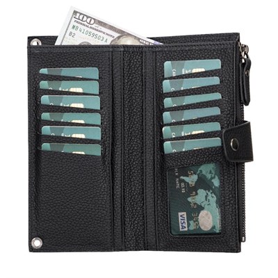 Bloominbag Lozan Strap Shadow Black Gerçek Deri Çapraz Askılı Telefon Bölmeli Cüzdan Çanta