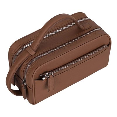 Bloominbag Miren Cognac Tan Hakiki Deri Unisex Seyahat Bakım & Organizer Clutch Çanta