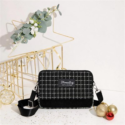 Bloominbag Noir Tweed Crossbody Çapraz Askılı Çanta