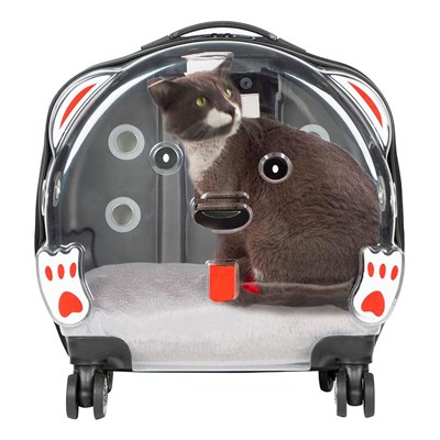 Bloominbag Pawbuddy Clear Travelmate– Gri Ve Şeffaf Tekerlekli Lüks Evcil Hayvan Taşıma Çantası