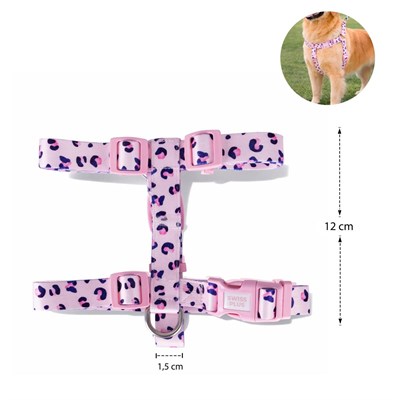 Bloominbag Swissplus Urban Paws Pink Leo Geri Dönüştürülmüş H-tipi Köpek Göğüs Tasması-small