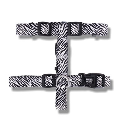 Bloominbag Swissplus Urban Paws Zebra Black Geri Dönüştürülmüş H-tipi Köpek Göğüs Tasması-m