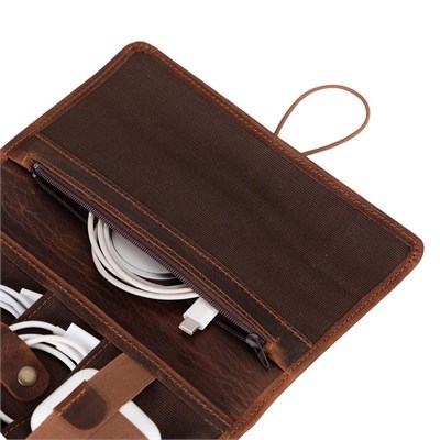 Bloominbag Torino Tech Roll Saddle Cognac Hakiki Deri Kablo & Şarj Düzenleyici