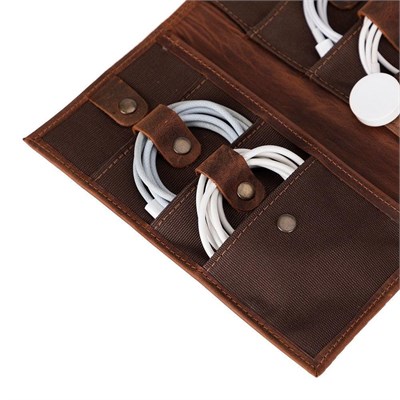 Bloominbag Torino Tech Roll Saddle Cognac Hakiki Deri Kablo & Şarj Düzenleyici
