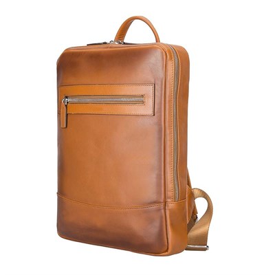 Bloominbag Vicenza Heritage Tan 13–14 Inç Laptop Bölmeli Hakiki Deri Sırt Çantası