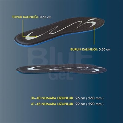 BLUE GEL Klasik Ayakkabılar için Memory Foam Masaj Etkili Tabanlık, Hafızalı Sünger (40-45)