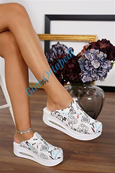 BLUE ORTHOPEDİC SABO TERLİK-Sağlık Temalı Airmax Ortopedik Sabo Terlik (Beyaz / 39)