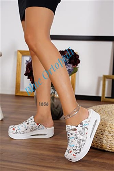 BLUE ORTHOPEDİC SABO TERLİK-Sağlık Temalı Airmax Ortopedik Sabo Terlik (Beyaz / 39)