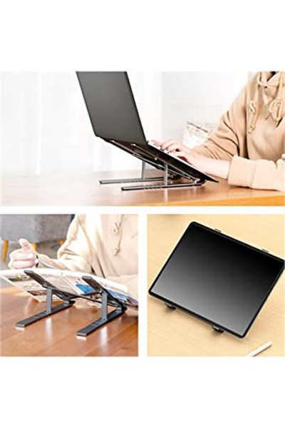 Blueforce AS-70 7 Kademeli Alüminyum Taşınabilir Laptop Notebook Tablet Standı Katlanabilir Portatif Macbook Metal Stant 10 inç-16 inç uyumlu