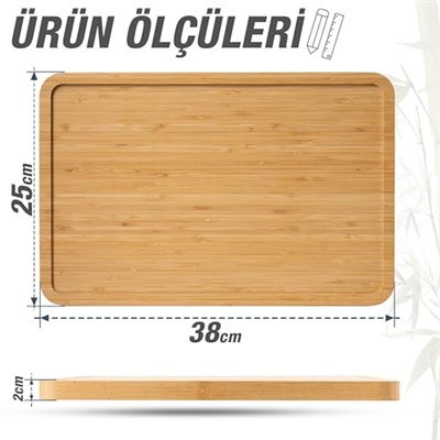 Bluefox 3ü 1 Arada Bambu Kesme Tahtası: Doğrama Tahtası, Kesim Cetveli ve Tepsi Fonksiyonlarıyla Mutfakta Pratik Çözüm,Su Oluklu, Bıçak Dostu, Neme - Seçenekler: 33 x 24 cm & 28 x 22 cm, 38U x 25G cm