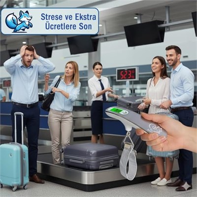 Bluefox Dijital Bagaj Tartısı - 50kg/110lb Kapasiteli, Dara Fonksiyonlu, Arkadan Aydınlatmalı LCD Ekran, Çoklu Ağırlık Birimi Seçenekleri, Taşınabilir & Ergonomik Tasarım