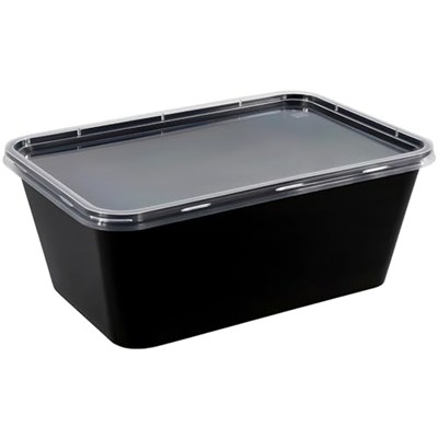 Bluesky Çok Yönlü Dikdörtgen Kaplar - (10lu Paket) - Yemek Hazırlama ve Saklama için Mükemmel, 34 oz, Siyah