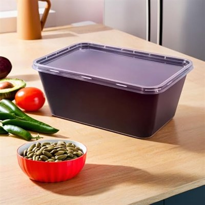 Bluesky Çok Yönlü Dikdörtgen Kaplar - (10lu Paket) - Yemek Hazırlama ve Saklama için Mükemmel, 34 oz, Siyah
