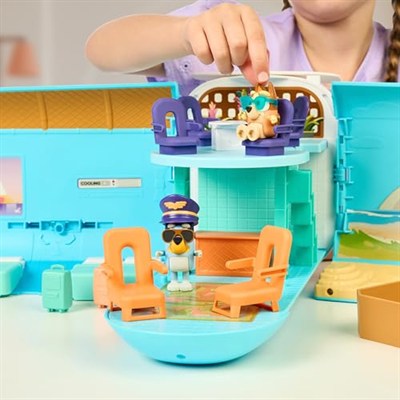 Bluey 3ü 1 Arada Dönüştüren Uçak Oyun Seti, Bir Uçaktan Bir Tatil Köyüne ve Tekneye Dönüşür! 27 inç/70 cm Genişliğinde Tatil Köyü Oyun Seti, 25ten Fazla Ses ve İfadeye Açılır