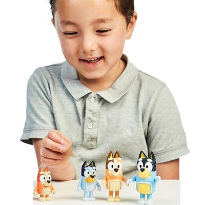 Bluey and Family: Bingo, Bandit and Chilli 4 Figure pack Articulated Character Action Figures 2.5 inches Official Collectable Toy
