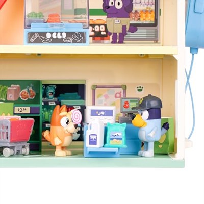 Bluey ve Yürüyen Merdivenli Bingo Süpermarket Oyun Seti, Yeni Yürümeye Başlayan Çocuklar, Sesler ve 15 Parça, Bakkal Oyun Seti için Oyuncak Oyuncakları