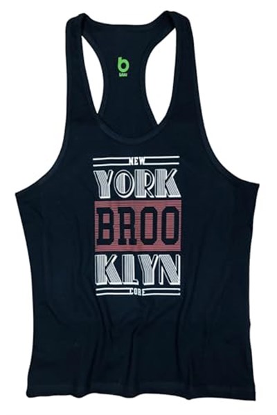 Bluu Unisex Siyah Fitness Gym Tank Top Sporcu Atleti Nybk