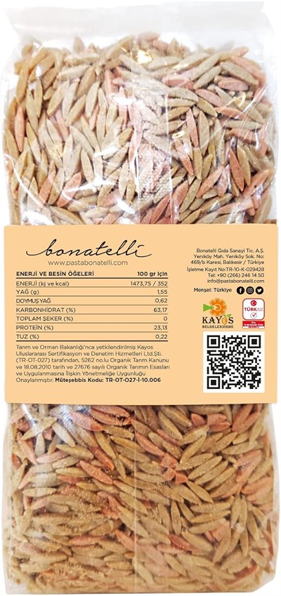 Bonatelli Organik Üç Bakliyatlı Arpa Şehriye 500 Gr
