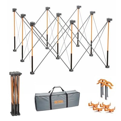BORA Centipede CK9S 76,2 cm Yükseklik Taşınabilir Çalışma Standı, 4 X-Bardak, 4 Hızlı Kelepçe, Taşıma Çantası, Taşınabilir İş Desteği Testere Tezgahı, 4Ft x 4Ft, 30