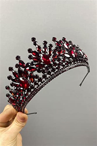 Bordo Adela Parlak Taşlı Kına Ve Gelin Tacı