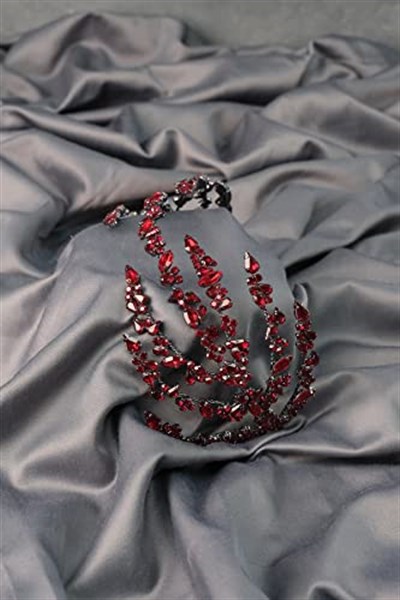 Bordo Çift Taraflı Selena Model Kına Ve Gelin Tacı