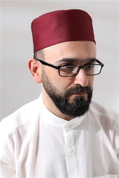 Bordo Kapitone Elif Vav Nakışlı Kalıp Namaz Takkesi