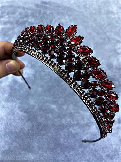 Bordo Kristal Taşlı Elanur Model Kına Ve Gelin Tacı