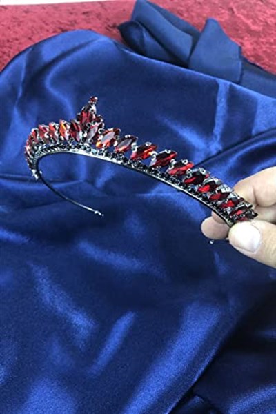Bordo Rengi İnce Mekik Taşlı Gelin Kına Tacı