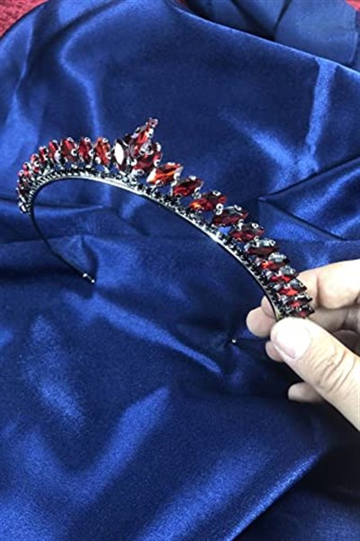 Bordo Rengi İnce Mekik Taşlı Gelin Kına Tacı