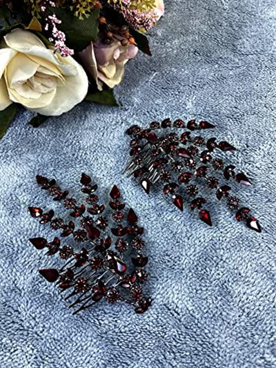 Bordo Tek Yapraklı Helen Model Kına Tacı Saç Aksesuarı