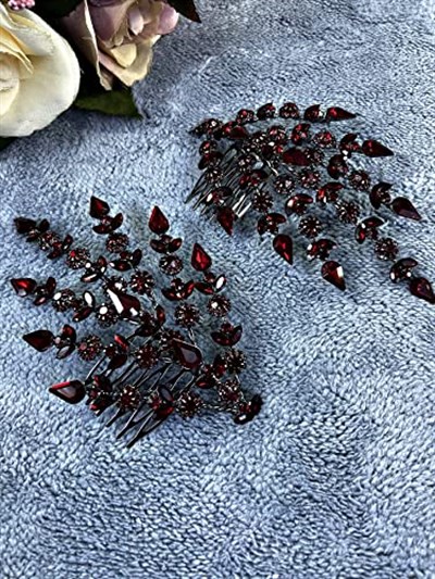 Bordo Tek Yapraklı Helen Model Kına Tacı Saç Aksesuarı