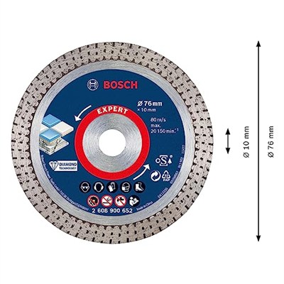 Bosch 1 x Expert HardCeramic 76 mm elmas kesme diski (sert fayanslar, sert taş, çap 76 mm, profesyonel aksesuar, mini açılı taşlama makinesi)
