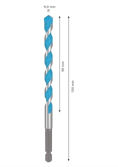 Bosch 1 x Expert HEX-9 Multi Construction Matkap (Beton için, Yumuşak Fayanslar, Ø 9,00 mm, Profesyonel Aksesuar, Darbeli Matkap/Tornavida, Matkap/Tornavida) - Seçenekler: Ø 6,5 mm, Ø 9 mm