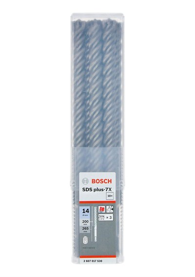 Bosch Accessories Bosch Professional 10 adet darbeli matkap SDS plus-7X (beton ve duvar için, 14 x 200 x 265 mm, matkap ucu aksesuarı)