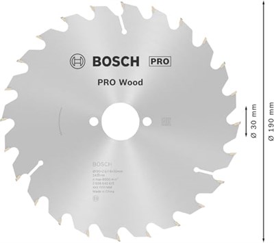 Bosch Daire Testere Bıçağı, Gri, 190x30x2,6 mm, 24, 1 Adet - Bedenler: 18,4 cm, 19 cm, 21 cm, 21,6 cm, 23 cm, 25,4 cm, Ø 160 mm...