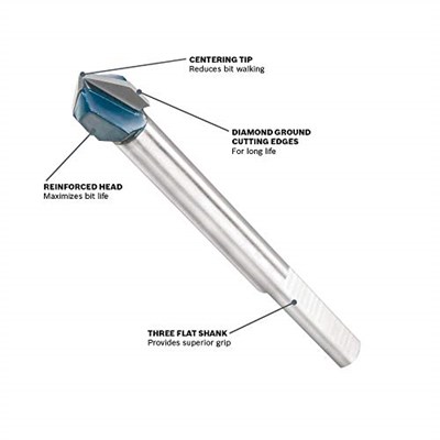 Bosch GT300 1/4 In. Glass and Tile Bit - Bedenler: 2.54 cm, 5/8-Inch