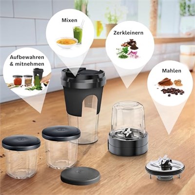 Bosch Muz45Xtm1 Tastymoments 5’İ 1 Arada Çoklu Parçalayıcı Seti (Karıştırma Yapma, Öğütme, Saklama, Togo Çözümü) Mumx, Mum5, Mum4 Mutfak Makineleri İçin