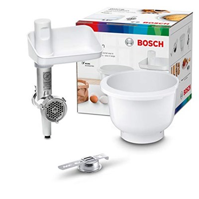 Bosch MUZ5BS1 Lifestyle set Bakingsensation Spritzgebaeckvorsatz, karıştırma kabı, kıyma makinesi, beyaz