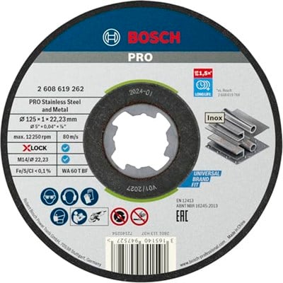 Bosch Professional 10 Adet Düz Kesme Diski Standart (Inox, X-Lock İçin, Delik Çapı: 22,23 Mm, Kalınlık: 1 Mm), 2608619267